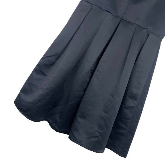 Liza Luxe Silky Navy Blue A-Line V-Neck Mini Dress - Picture 5 of 6